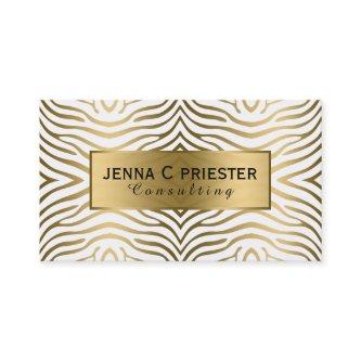 Modern White & Gold Zebra Stripes Pattern