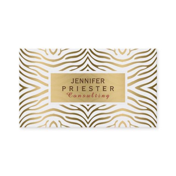 Modern White & Gold Zebra Stripes Pattern