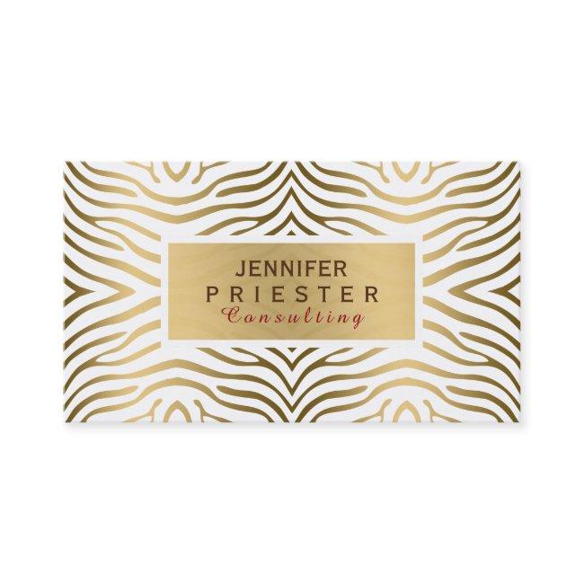 Modern White & Gold Zebra Stripes Pattern