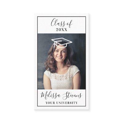 Modern white graduation cap photo class of 2022 bu