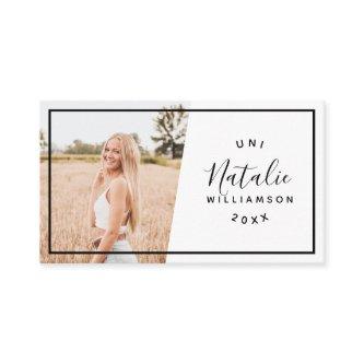 Modern white graduation photo insert name cards