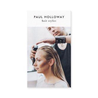 Modern white hair stylist photo simple elegant