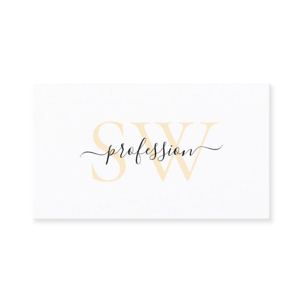 Modern White Light Pastel Coral with Chic Monogram