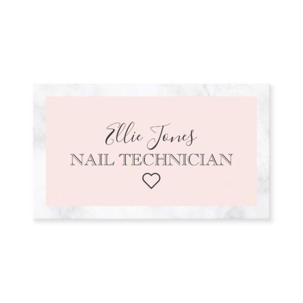 Modern white marble & blush pink nail technician