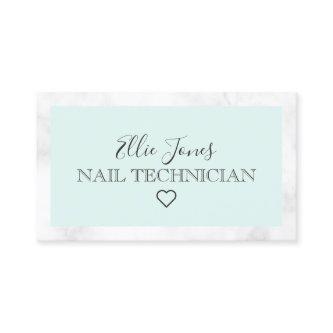 Modern white marble & mint green nail technician