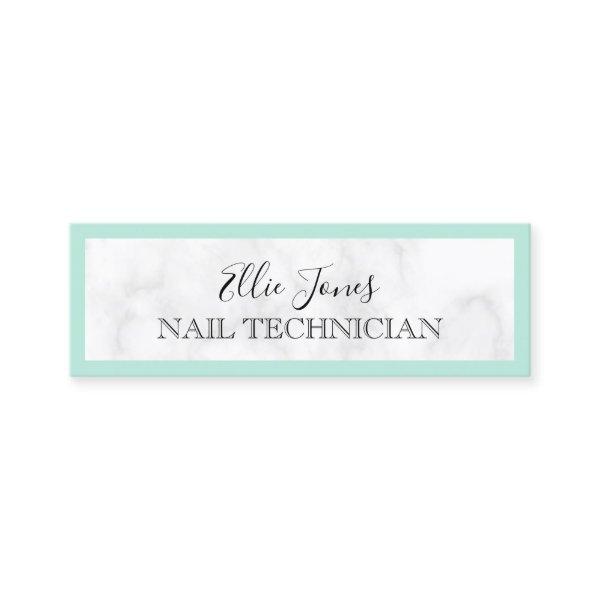 Modern white marble & mint green nail technician mini