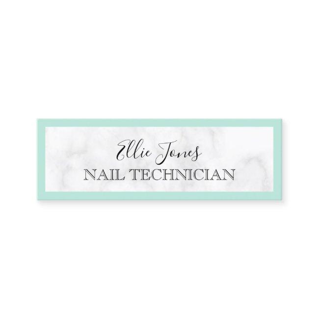 Modern white marble & mint green nail technician mini