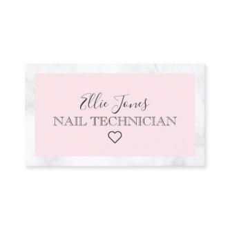 Modern white marble & pink nail technician