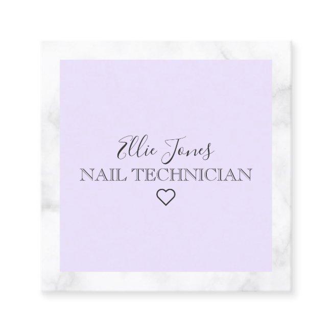 Modern white marble & purple nail technician square