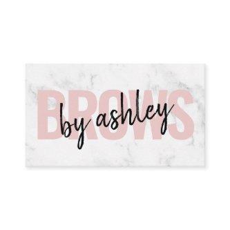 Modern white marble script blush pink brows beauty