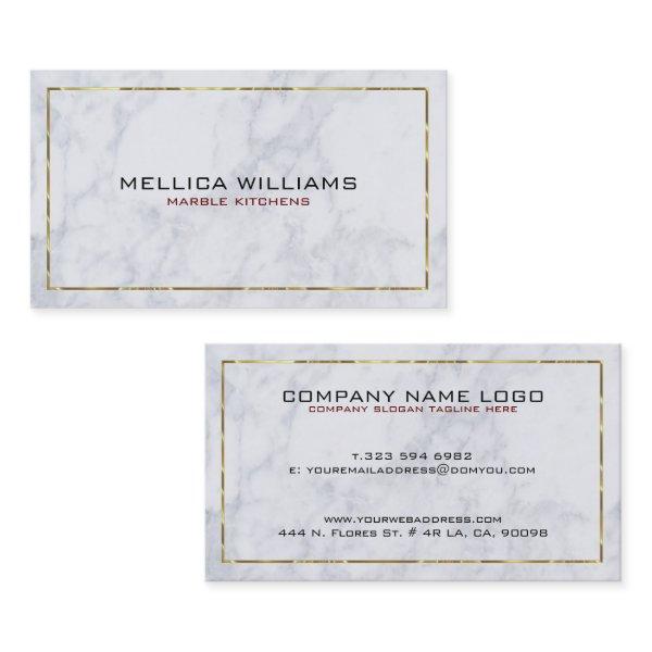 Modern White Marble & Shiny Gold Border