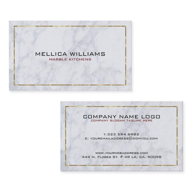 Modern White Marble & Shiny Gold Border