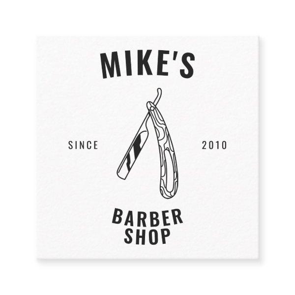 Modern white mens barbershop razor hairdresser square