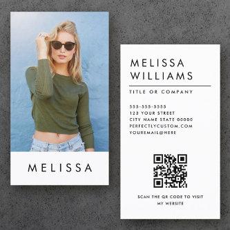 Modern white minimalist custom photo QR code