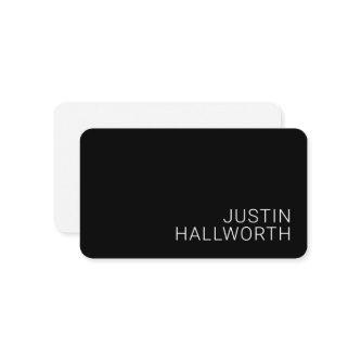 Modern White Name or other Text on Black Enclosure Card