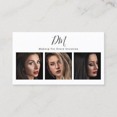 Modern white photo collage trendy makeup artist
