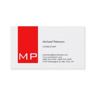 Modern White Red Stripe Monogram