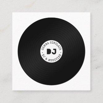 Modern white retro music dj black vinyl musician square