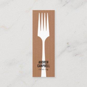 Modern white rustic brown kraft fork catering logo mini