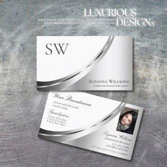 Modern White Silver Decor with Monogram and Photo