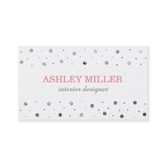 Modern White & Silver Polka Dot