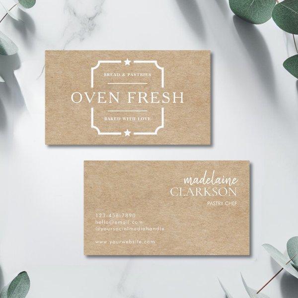 Modern White Text Kraft Pastry Chef Bakery
