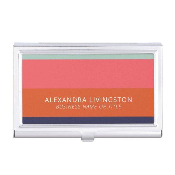 Modern Wide Stripes in Blue and Coral Orange   Case