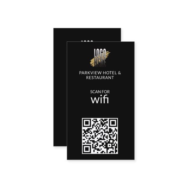 Modern Wifi Logo QR Code on Black