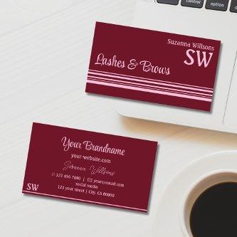 Modern Wine Red Pink Stripes with Monogram Stylish