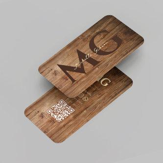 Modern Woodworking Monogram Teak Wood Initials QR