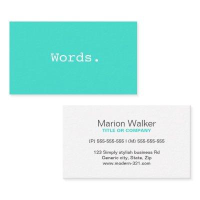 Modern writer publisher editor turquoise blue
