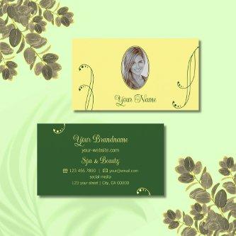 Modern Yellow and Green Ornate with Portrait Photo