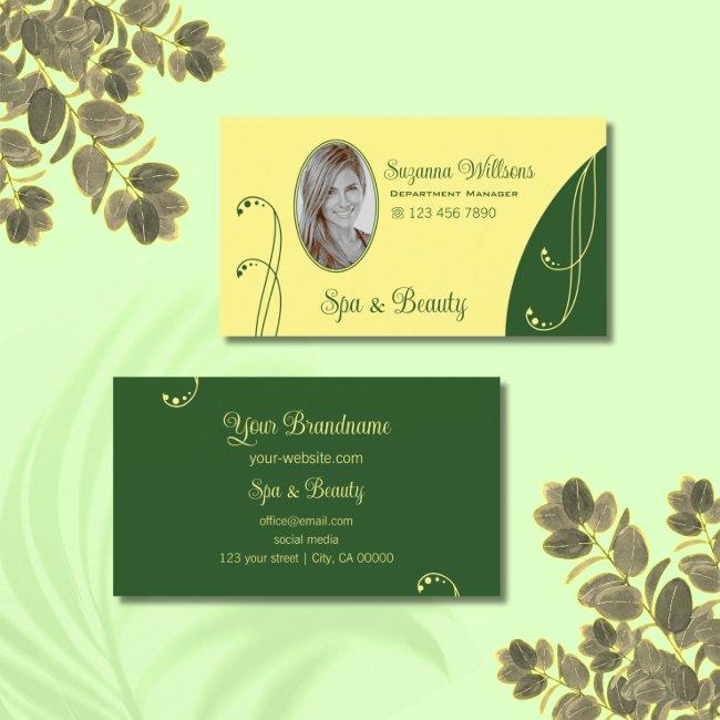 Modern Yellow and Green Ornate with Portrait Photo