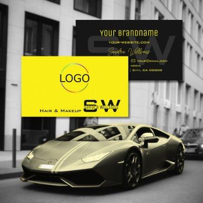 Modern Yellow Black with Monogram and Logo Simple