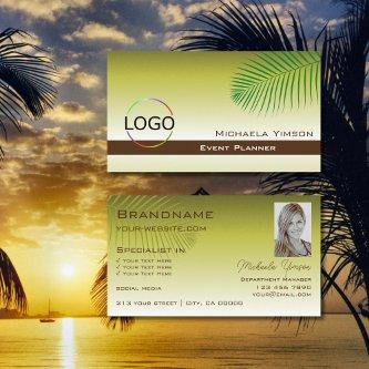 Modern Yellow Gradient Palm Leaf Logo and Photo