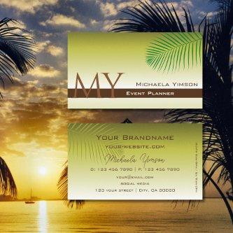 Modern Yellow Gradient Palm Leaf Monogram Simply