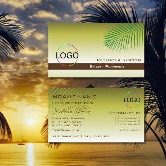 Modern Yellow Gradient Palm Leaf with Logo Stylish