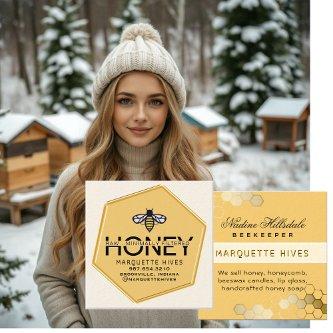 Modern Yellow Hexagon Stylized Bee Honey Business  Square
