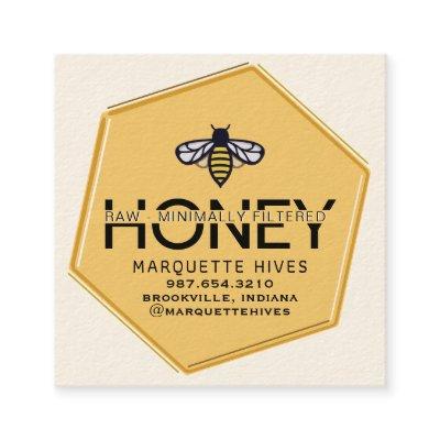 Modern Yellow Hexagon Stylized Bee Honey Business  Square