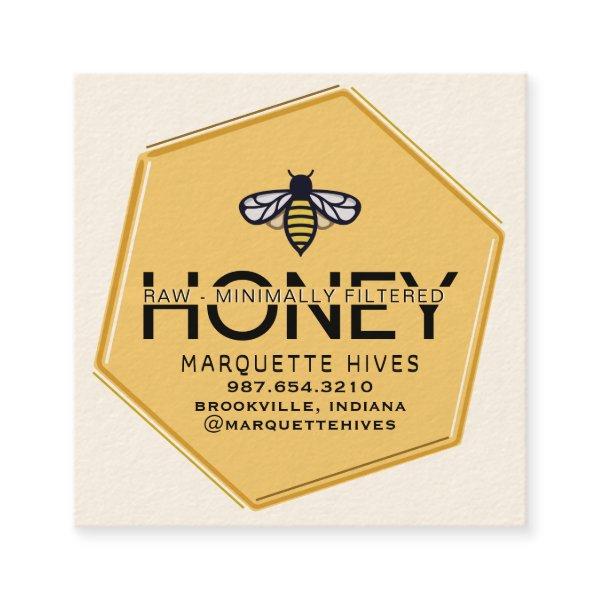 Modern Yellow Hexagon Stylized Bee Honey Business  Square
