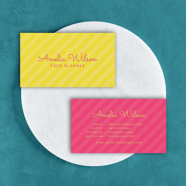 Modern Yellow & Pink Stripes Pattern Social Media