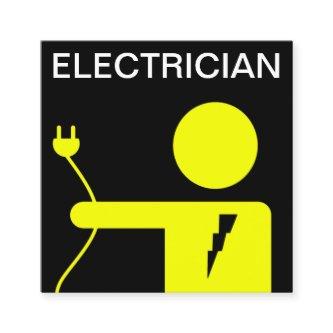 Modern Yellow Power Plug Electrician Square