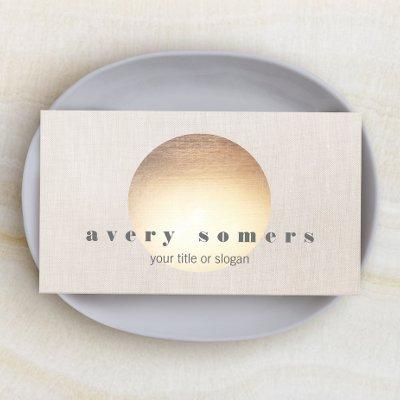 Modern Zen Gold Circle Beige Linen