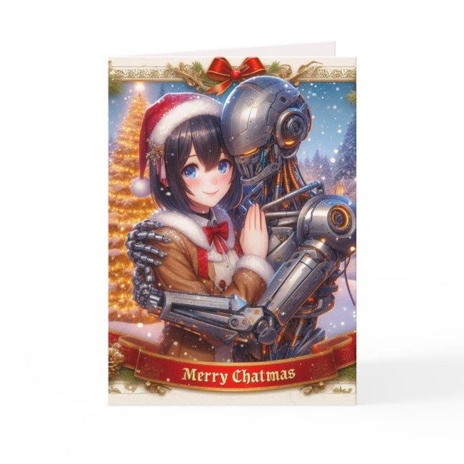Moe Chatbot Love Female + Robot Christmas Holiday Card