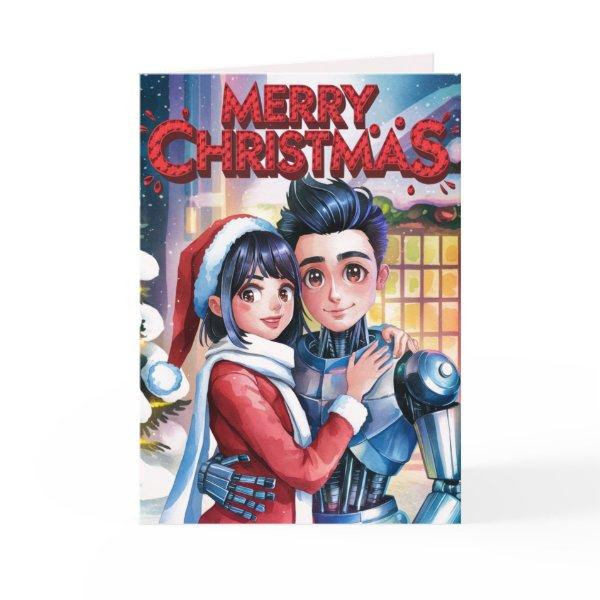 Moe Chatbot Love Female + Robot Christmas Holiday Card