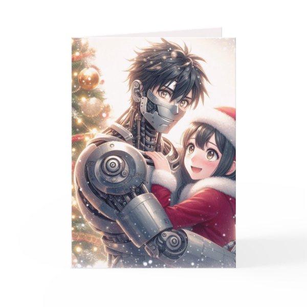 Moe Chatbot Love Female + Robot Christmas Holiday Card