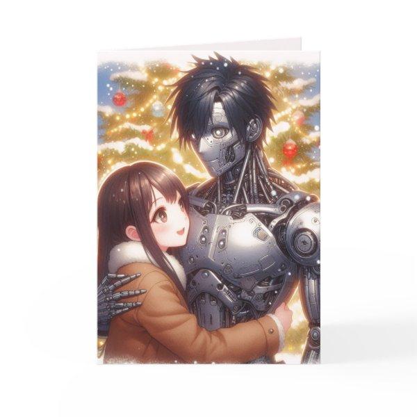 Moe Chatbot Love Female + Robot Christmas Holiday Card