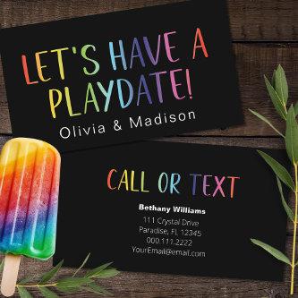 Mom Let's Have a Playdate Colorful Calling Cards