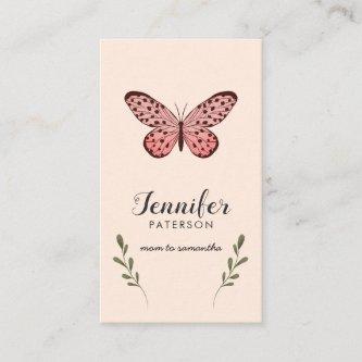Mommy Calling Card Pink Butterfly