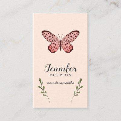 Mommy Calling Card Pink Butterfly